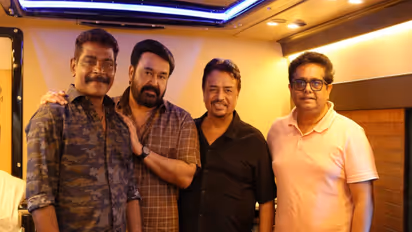 Antony Perumbavoor, Mohanlal, Kumar Mangat Pathak, Jeethu Joseph (Photo/Panorama Studios' team)