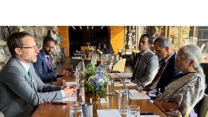 Finance Minister Nirmala Sitharaman on the sidelines of G20 FMCBG meeting (Photo/X/@@FinMinIndia)