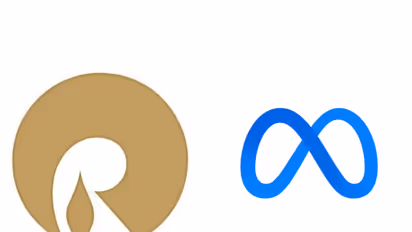 Reliance Industries logo; Meta logo (Photo/@RIL_Updates/@Meta)