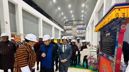 Union Minister Manohar Lal Khattar at Punatsangchhu-II Hydroelectric Project alongside Bhutan's Energy Minister Gem Tshering (Photo/X/@mlkhattar)