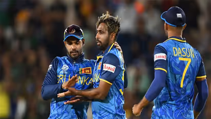 Nuwan Thushara celebrating after taking a wicket (Photo: ICC)