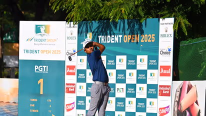 Manoj S in action during Round-3 of Trident Open 2025 (Image: PGTI)