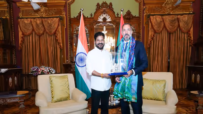 Telangana CM Revanth Reddy met Prince Rahim Aga Khan-V (Photo/CMO)