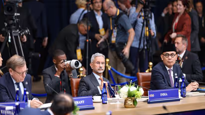 External Affairs Minister S Jaishankar addressing the first plenary session of the G20 Foreign Ministers' Meeting in Atlanta, US. (Photo: X/@DrSJaishankar)