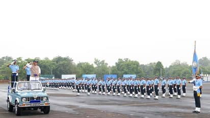 Defence Minister Rajnath Singh saluting cadets (Photo/PIB)