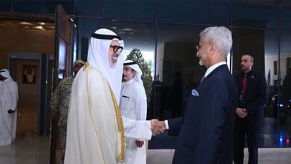 External Affairs Minister S Jaishankar with Kuwait's Foreign Minister Sabah Al-Khaled Al-Sabah (Photo/X@DrSJaishankar)