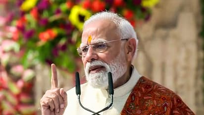 PM Modi at the Ram Temple dhvajarohan event (Photo: ANI)