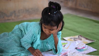 Girl drawing under ‘School Keinta’ campaign, (Photo/ANI)