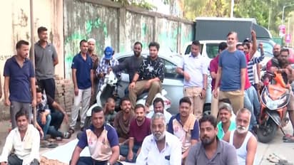 Brihanmumbai Electric Supply and Transport (BEST) bus staff stage a protest (Photo/ANI)