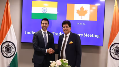 Commerce and Industry Minister Piyush Goyal meets Canadian International Trade Minister Maninder Sidhu on the sidelines of the G20 Trade Ministers' Meeting in Milwaukee. (Photo: X/@PiyushGoyal)