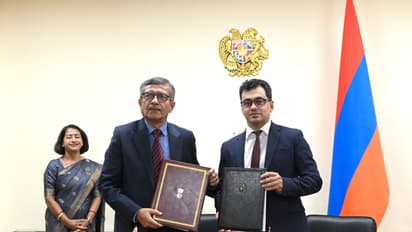 India and Armenia sign an MoU on cooperation in research, development, innovation and shared production in the defence industry. (Photo: X/@SpokespersonMoD)