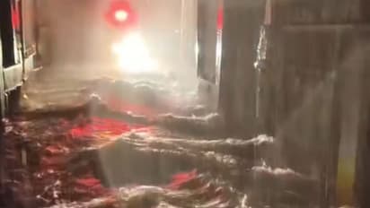 Visuals of heavy rainfall causing waterlogging in parts of Dungarpur (Photo/ANI)