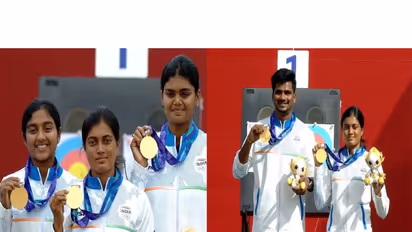 India clinch two gold medals in women's compound archery and compound mixed team events at Asian Games 2026 (Photo: X/@AshwiniVaishnaw)