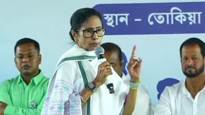 Mamata Banerjee addressing a gathering in Murshidabad ahead of West Bengal Assembly polls. (Photo/ANI)
