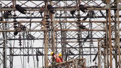 Employees work on electric pylons at a power station (File Photo/ANI)