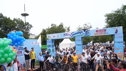 Hindi Pakhwada celebrated through 92nd Fit India Sundays on Cycle in New Delhi. (Photo: SAI Media)