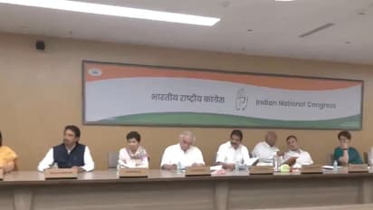 Congress National President Mallikarjun Kharge chairs party meeting in New Delhi (Photo/ANI)