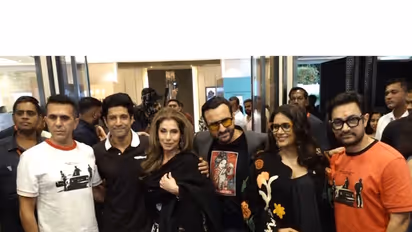 L-R Ritesh Sidhwani, Farhan Akhtar, Dimple Kapadia, Saif Ali Khan and Aamir Khan (Photo/ANI)
