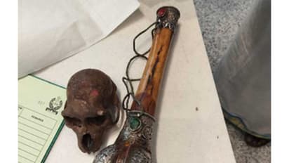 Suspected monkey skull recovered from passenger’s hand baggage at IGI Airport. (Photo: @CISFHQrs / X)