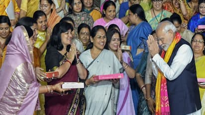 Prime Minister Narendra Modi with women MPs at the passing of Women Reservation Bill in 2023 (File Photo/ANI)