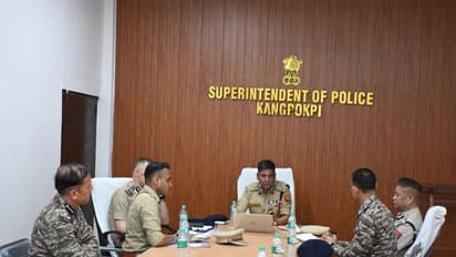 Manipur Director General of Police Mukesh Singh interacts with security personnel and representatives of civil society organisations (Photo/@manipur_police)