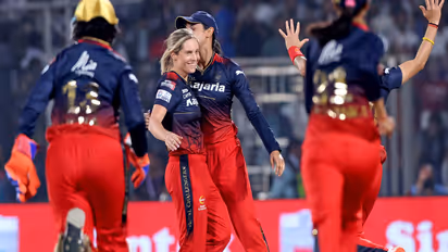 Sophie Molineux celebrating with her RCB teammates in WPL 2024. (Photo: ANI)
