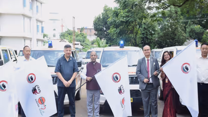 Nagaland Governor Nand Kishore Yadav flags off 4 BLS ambulances (Photo/X-@nkishoreyadav)