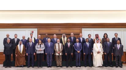 Prime Minister Narendra Modi meets Arab League Foreign Ministers and delegation (Photo/X@NarendraModi)