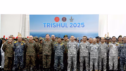 Indian Army, Navy and Air Force personnel during Tri-Services Exercise ‘Trishul 2025’. (Image Source: PIB)