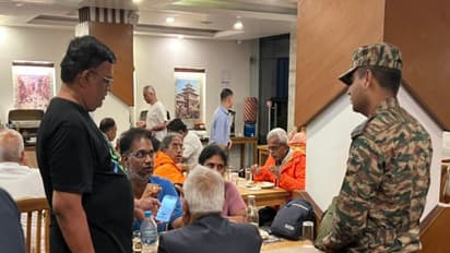 Tamil Nadu residents rescued from flood-affected areas gather in Kathmandu as they prepare to return to India. (Photo/ANI)