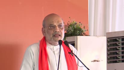 Union Home Minister Amit Shah addresses a public meeting in Debra. (Photo/ANI)