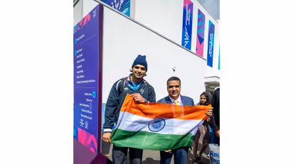Harsh Sanghavi and Neeraj Chopra. (Photo/Gujarat CMO)