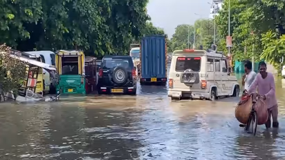 Waterlogging in Prayagraj following heavy rain (Photo/ANI)