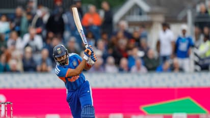 Shreyas Iyer playing a shot during his knock. (Photo: X/ @BCCI)