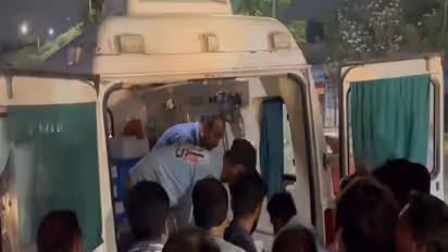 Two girls injured by speeding car taken to hospital in Hyderabad (Photo/ANI)