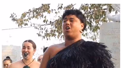 Maori tribal delegation from New Zealand performed the traditional Haka dance at Medaram's Sammakka-Saralamma shrine. (Photo/ANI)