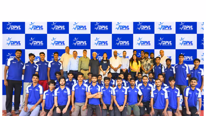 Players and officials at trials of Delhi Pro Volleyball League Phase 2 (Image: DVPL media)