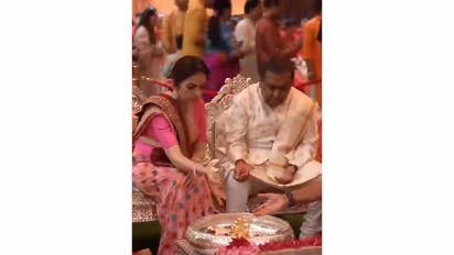 Nita and Mukesh Ambani at their residence in Mumbai (Photo/ANI)