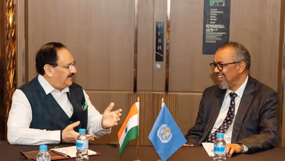 Health Minister JP Nadda and WHO Director-General Tedros Adhanom Ghebreyesus (Photo/X@DrTedros)
