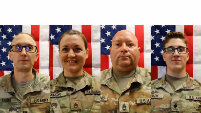 From left: Capt. Cody Khork (35), Sgt. 1st Class Nicole Amor (39), Sgt. 1st Class Noah Tietjens (42) and Sgt. Declan Coady(20) (Photo/X/@USArmyReserve)
