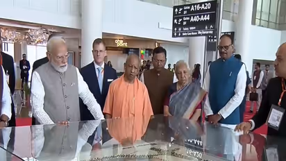 Prime Minister Narendra Modi with UP CM Yogi Adityanath at Noida International Airport (Photo/DD)