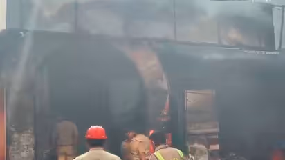 Visuals of the fire-damaged shops in Noida's Sector 126 (Photo/ANI)