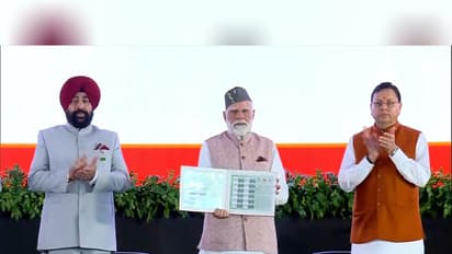 PM Modi launches commemorative postal stamp at Uttarakhand Silver Jubilee celebrations in Dehradun (Photo/ANI)