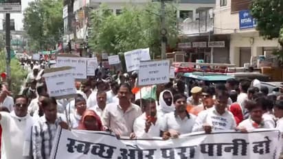 Congress workers protest water crisis in Jaipur amid heatwave (Photo/ANI)