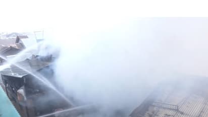 Fire breakout in Nowpora area of Srinagar. (Photo/ANI)