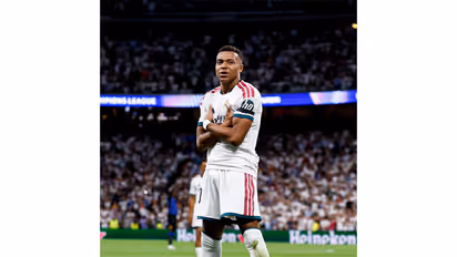 Kylian Mbappe celebrating (Photo: X/@realmadrid)