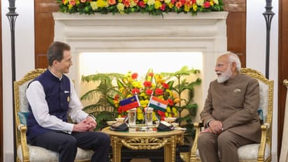 PM Modi with Prince Alois, Hereditary Prince of Liechtenstein, meeting on the sidelines of the AI Summit in February. (File photo/PM's official website/pmindia.gov.in)