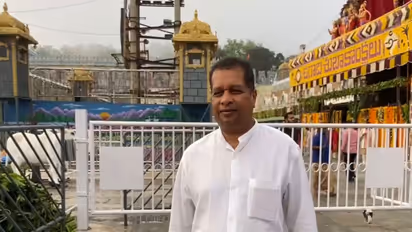 Sri Lankan Member of Parliament (MP), JC Alawathuwala at Tirumala Tirupati Devasthanam (Photo/ANI)
