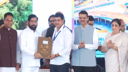 Maharashtra Chief Minister Devendra Fadnavis, along with Deputy Chief Ministers Eknath Shinde and Sunetra Pawar inaugurated development works (Photo/ANI)