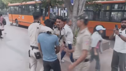 Delhi Police detained protesters at Connaught Place (Photo/ANI)